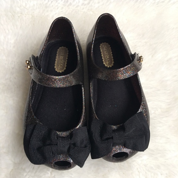 mini melissa black bow shoes